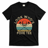 Golf 40th Birthday Pun Vintage Look Who’S Fore T-Shirt - Black
