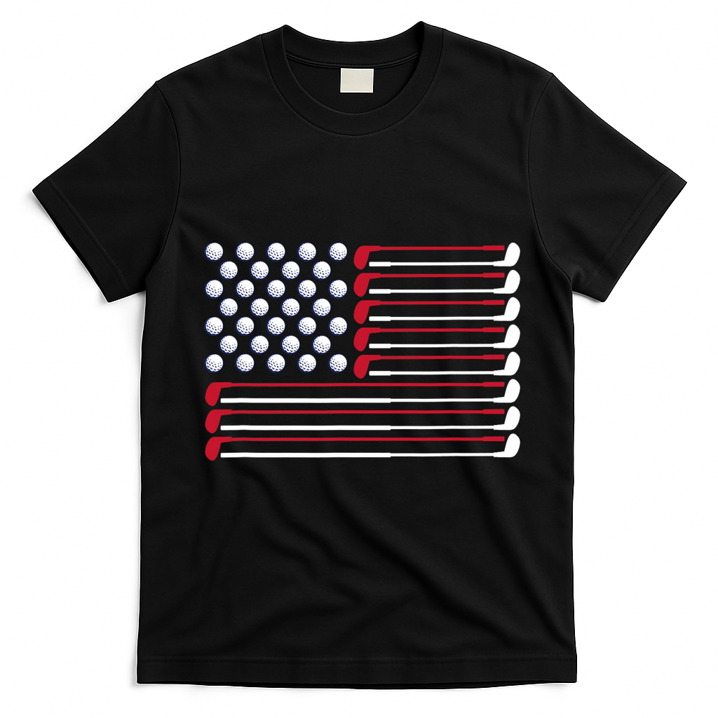 Golf American Flag Golf Player Lover Golfing Golfer T-Shirt - Black