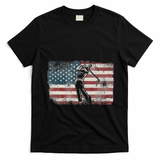 Golf American Usa Flag Vintage T-Shirt - Black