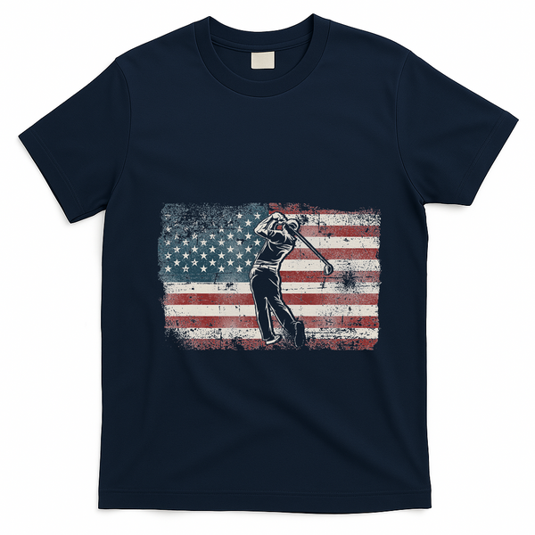 Golf American Usa Flag Vintage T-Shirt - Navy Blue