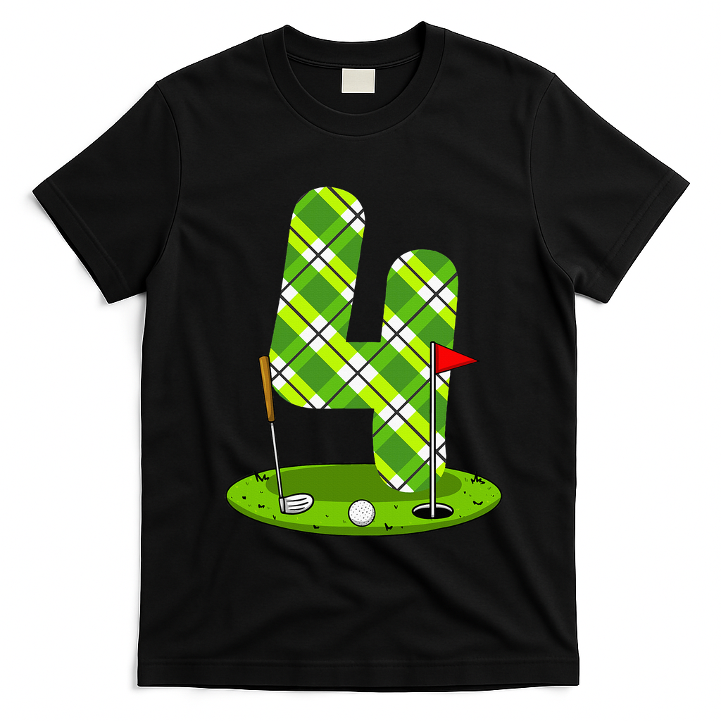 Golf Birthday 4th Birthday Party Golfer T-Shirt - Black