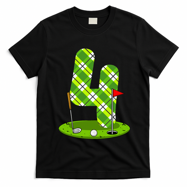 Golf Birthday 4th Birthday Party Golfer T-Shirt - Black
