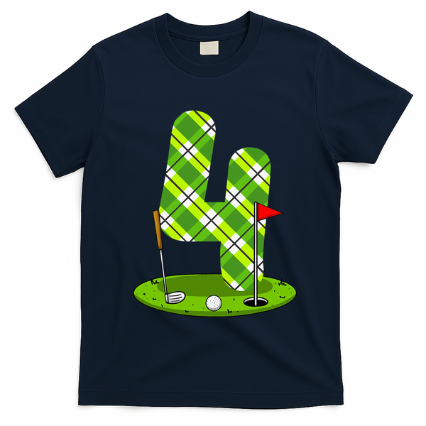 Golf Birthday 4th Birthday Party Golfer T-Shirt - Navy Blue