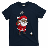 Golf Black African American Santa Claus Golfer Golfing Dad Great Gift T-Shirt - Navy Blue