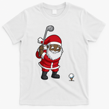 Golf Black African American Santa Claus Golfer Golfing Dad Great Gift T-Shirt - White