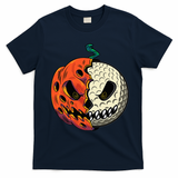 Golf Ball Costume Pumpkin Skull Halloween Golf Player T-Shirt - Navy Blue