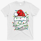 Golf Ball Santa Hat S Christmas Golfing Xmas Lights T-Shirt - White