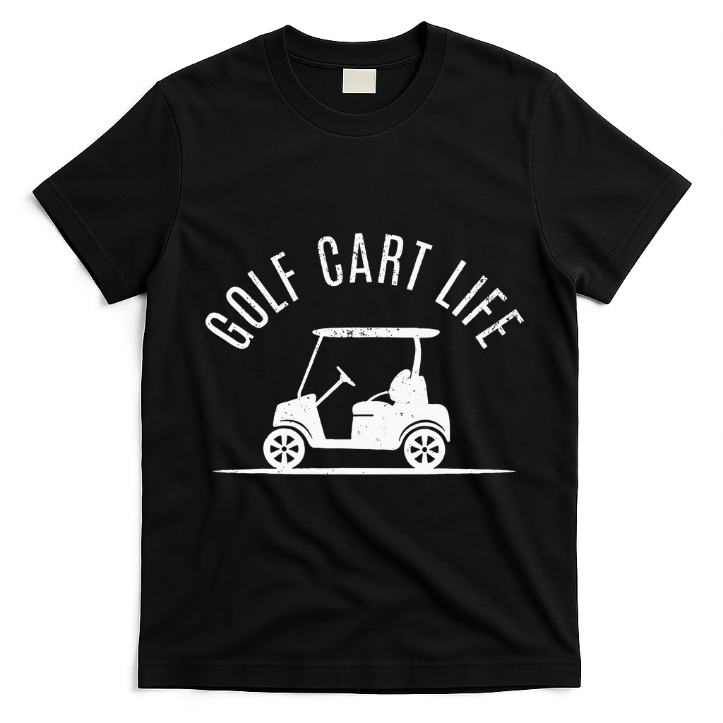 Golf Cart Life Funny Golf T-Shirt - Black