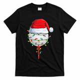 Golfing Christmas Pajama Funny Holiday Santa Hat T-Shirt - Black