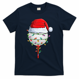 Golfing Christmas Pajama Funny Holiday Santa Hat T-Shirt - Navy Blue