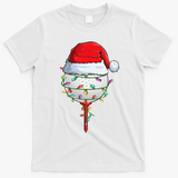 Golfing Christmas Pajama Funny Holiday Santa Hat T-Shirt - White