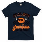Groovy Coolest Pumpkin In The Patch Halloween For Boy Kids T-Shirt - Navy Blue