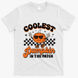 Groovy Coolest Pumpkin In The Patch Halloween For Boy Kids T-Shirt - White