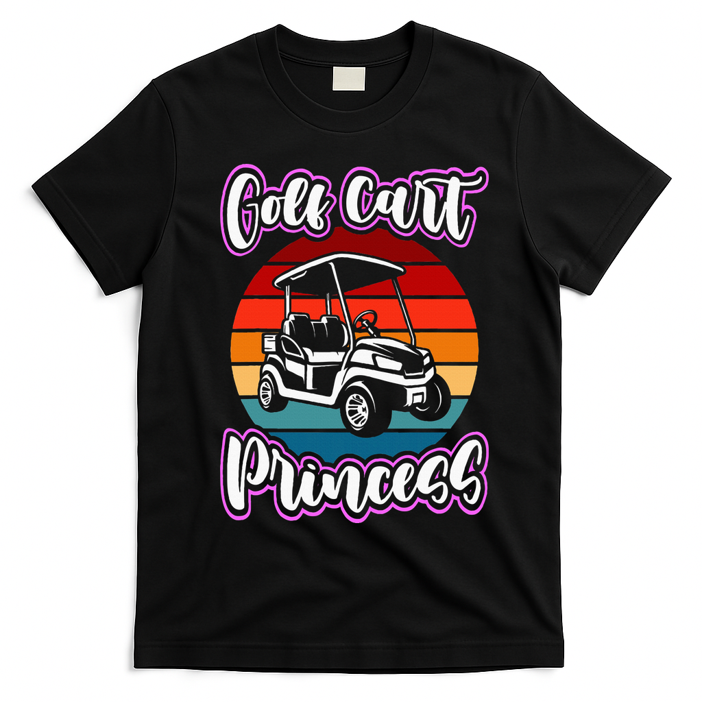 Golf Cart Princess Golfing Girl Golf Sport Lover Golfer T-Shirt - Black
