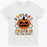 Groovy Coolest Pumpkin In The Patch Ghost Halloween Costume Gift T-Shirt - White