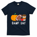 Game Day Football Pumpkin Fall T-Shirt - Navy Blue