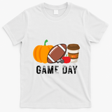 Game Day Football Pumpkin Fall T-Shirt - White