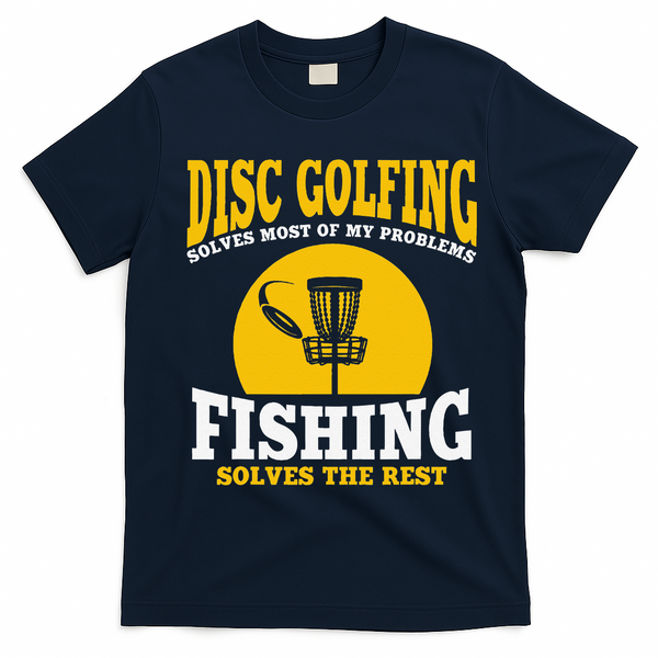 Great Disc Golf And Fishing Gift T-Shirt - Navy Blue