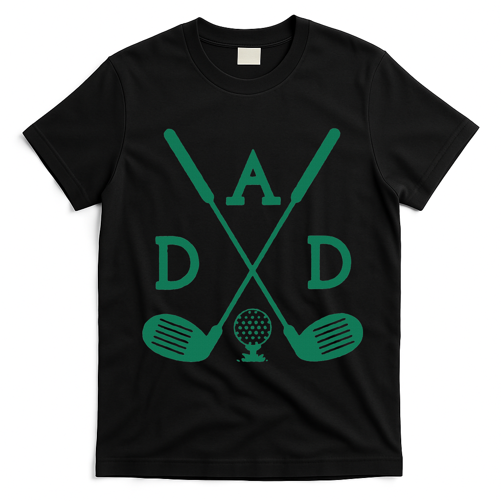 Golf First Birthday Dad Hole In One Golf Sport Matching T-Shirt - Black
