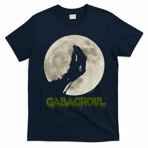 Gabaghoul Funny Hand Moon Halloween T-Shirt - Navy Blue