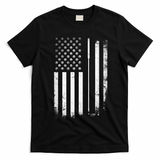 Golf Golfer American Flag Golf Flat T-Shirt - Black
