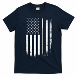 Golf Golfer American Flag Golf Flat T-Shirt - Navy Blue