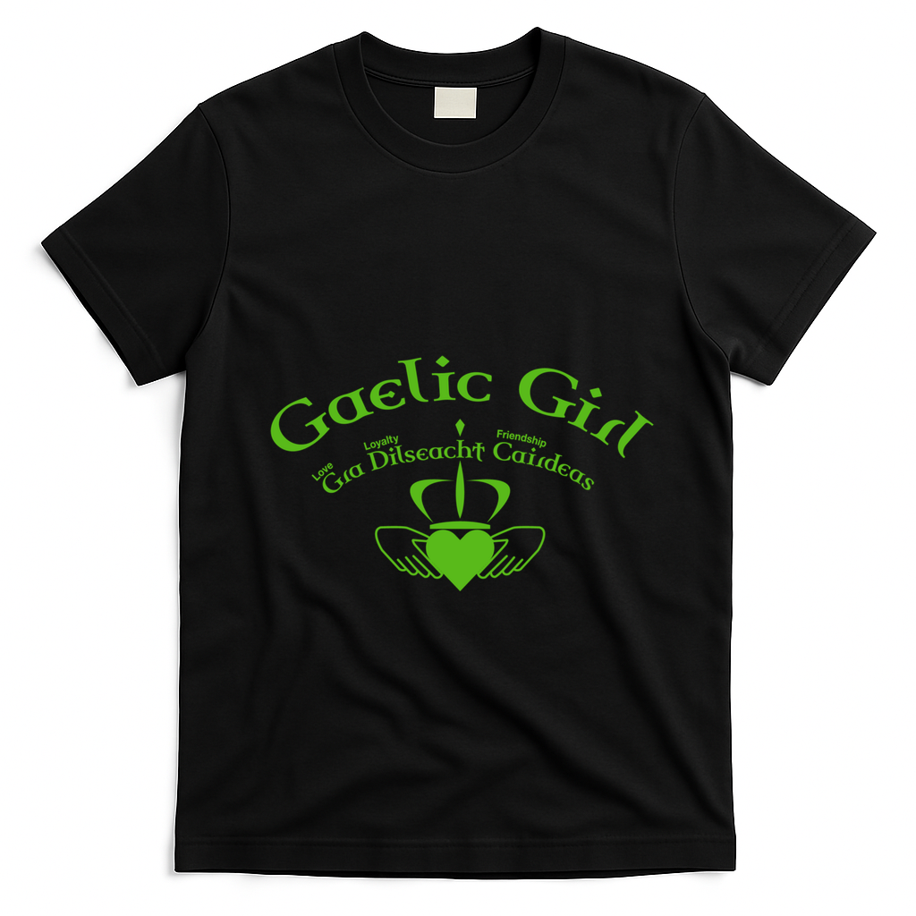 Gaelic Gra Dilseacht Cairdeas Claddagh Gift T-Shirt - Black