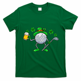 Golf Golfing Irish Golfer Beer Humor Dad St Patricks Day Gift T-Shirt - Irish Green
