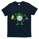 Golf Golfing Irish Golfer Beer Humor Dad St Patricks Day Gift T-Shirt - Navy Blue