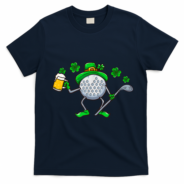 Golf Golfing Irish Golfer Beer Humor Dad St Patricks Day Gift T-Shirt - Navy Blue