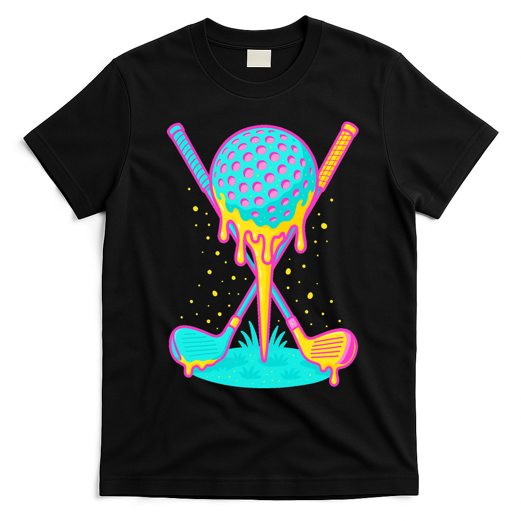 Golf Ice Cream Drip Golfing Golfer T-Shirt - Black