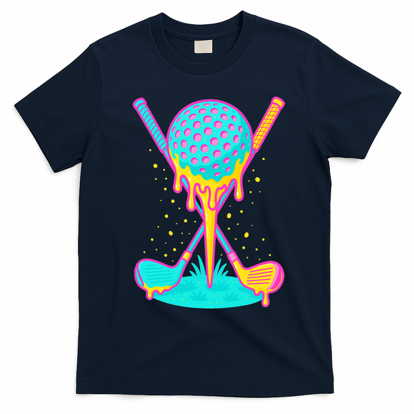 Golf Ice Cream Drip Golfing Golfer T-Shirt - Navy Blue