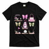 Golf Mom Coquette Bow Golfer Golf Lovers Golf Player Mom T-Shirt - Black