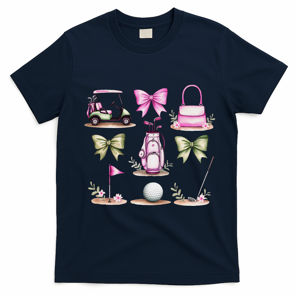 Golf Mom Coquette Bow Golfer Golf Lovers Golf Player Mom T-Shirt - Navy Blue