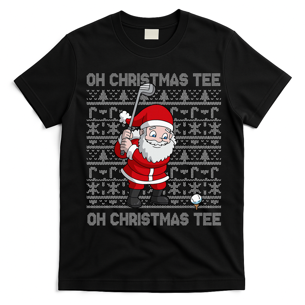 Golf Oh Christmas Santa Claus Golfer T-Shirt - Black