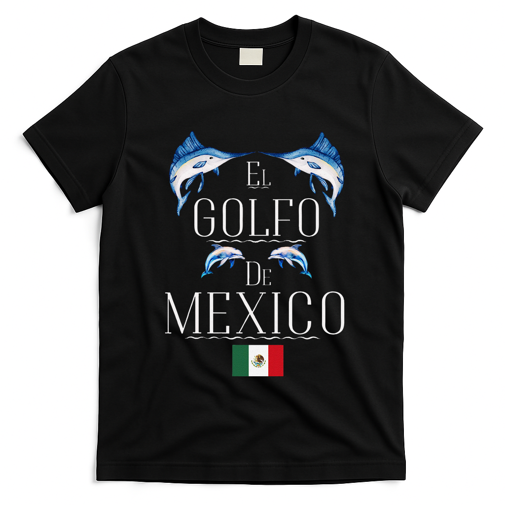 Golf Of Mexico Marlin El Golfo De MéXico Dolphin Flag T-Shirt - Black
