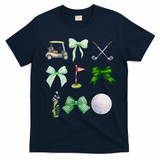 Golf Preppy Coquette Watercolor T-Shirt - Navy Blue