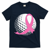 Golf Pink Ribbon Breast Cancer Awareness T-Shirt - Navy Blue