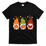 Gnomes Pumpkin Turkey Thanksgiving Day Cute Fall Autumn T-Shirt - Black