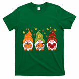Gnomes Pumpkin Turkey Thanksgiving Day Cute Fall Autumn T-Shirt - Irish Green