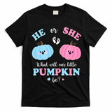 Gender Reveal Party Cute Pumpkin Baby Shower Mom and Dad T-Shirt - Black