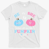 Gender Reveal Party Cute Pumpkin Baby Shower Mom and Dad T-Shirt - White