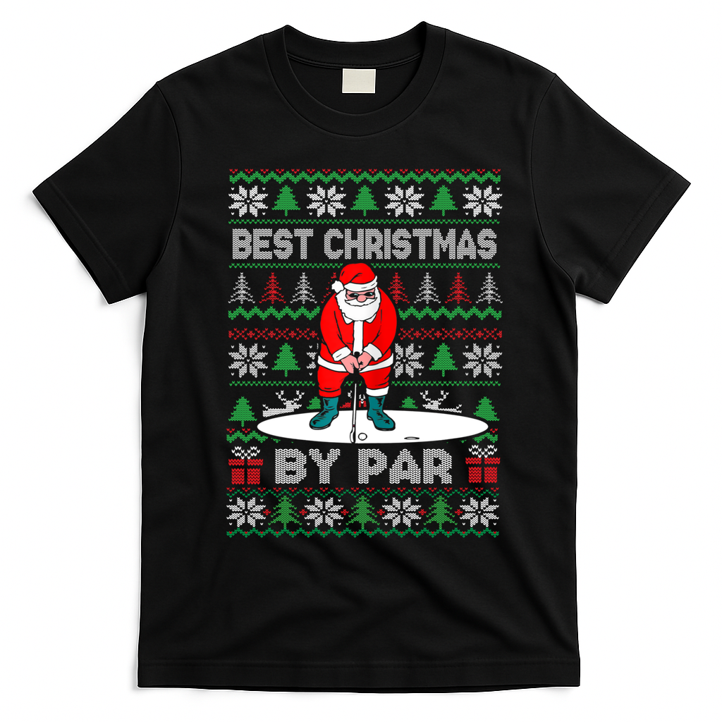 Golf Santa Claus Best Christmas By Par T-Shirt - Black