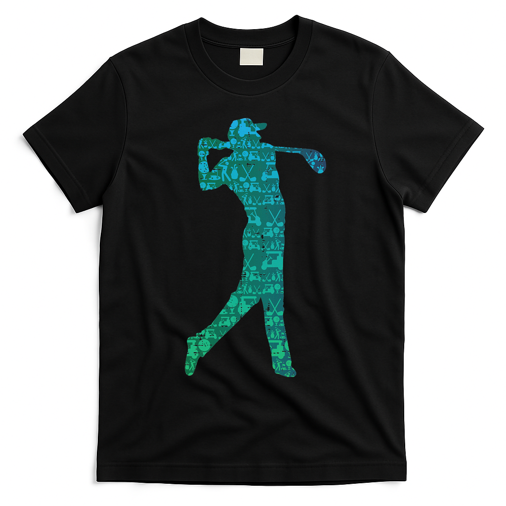 Golfer Silhouette Golf Things Golfing Dad Women T-Shirt - Black