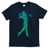 Golfer Silhouette Golf Things Golfing Dad Women T-Shirt - Navy Blue