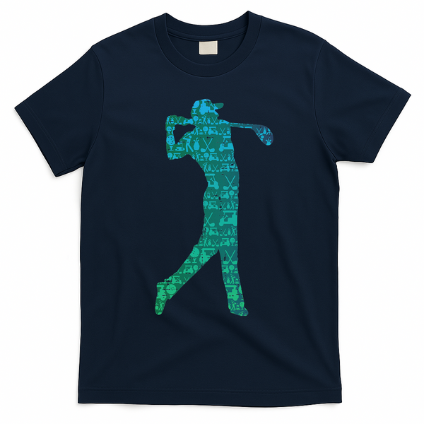 Golfer Silhouette Golf Things Golfing Dad Women T-Shirt - Navy Blue