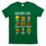 God Says I Am Fall Vibes Autumn Christian T-Shirt - Irish Green