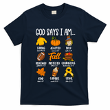 God Says I Am Fall Vibes Autumn Christian T-Shirt - Navy Blue