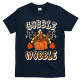 Gooble Wobble Turkey Thanksgiving Holiday Cheetah T-Shirt - Navy Blue