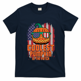 Halloween Costume Coolest Pumpkin In The Patch American Flag Gift T-Shirt - Navy Blue